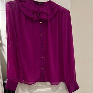 Elegant Purple Ruffled Blouse